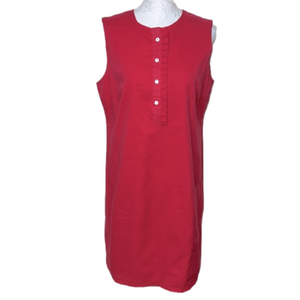 Lands’ End Bright Pink Sleeveless Ruffle Detail Crew Neck Shift Dress - Size 10
